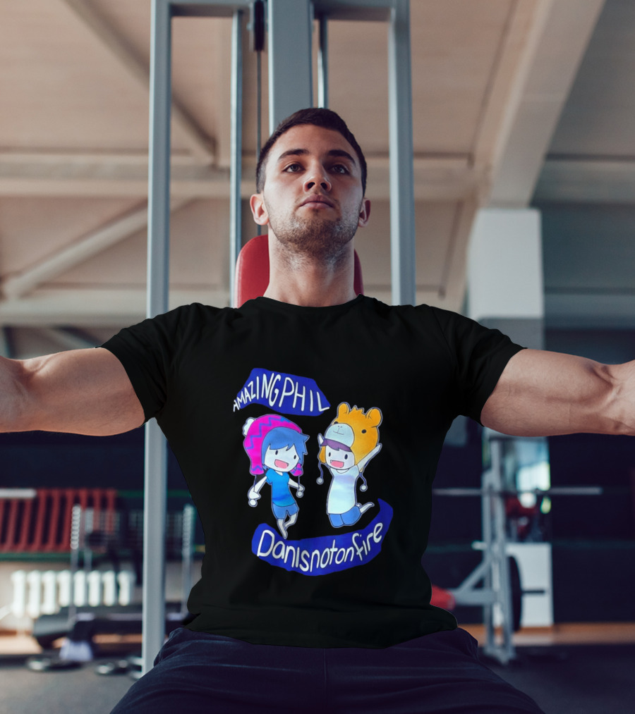 Amazing Phil Danisnotonfire Cartoon Characters Jumping T-Shirt