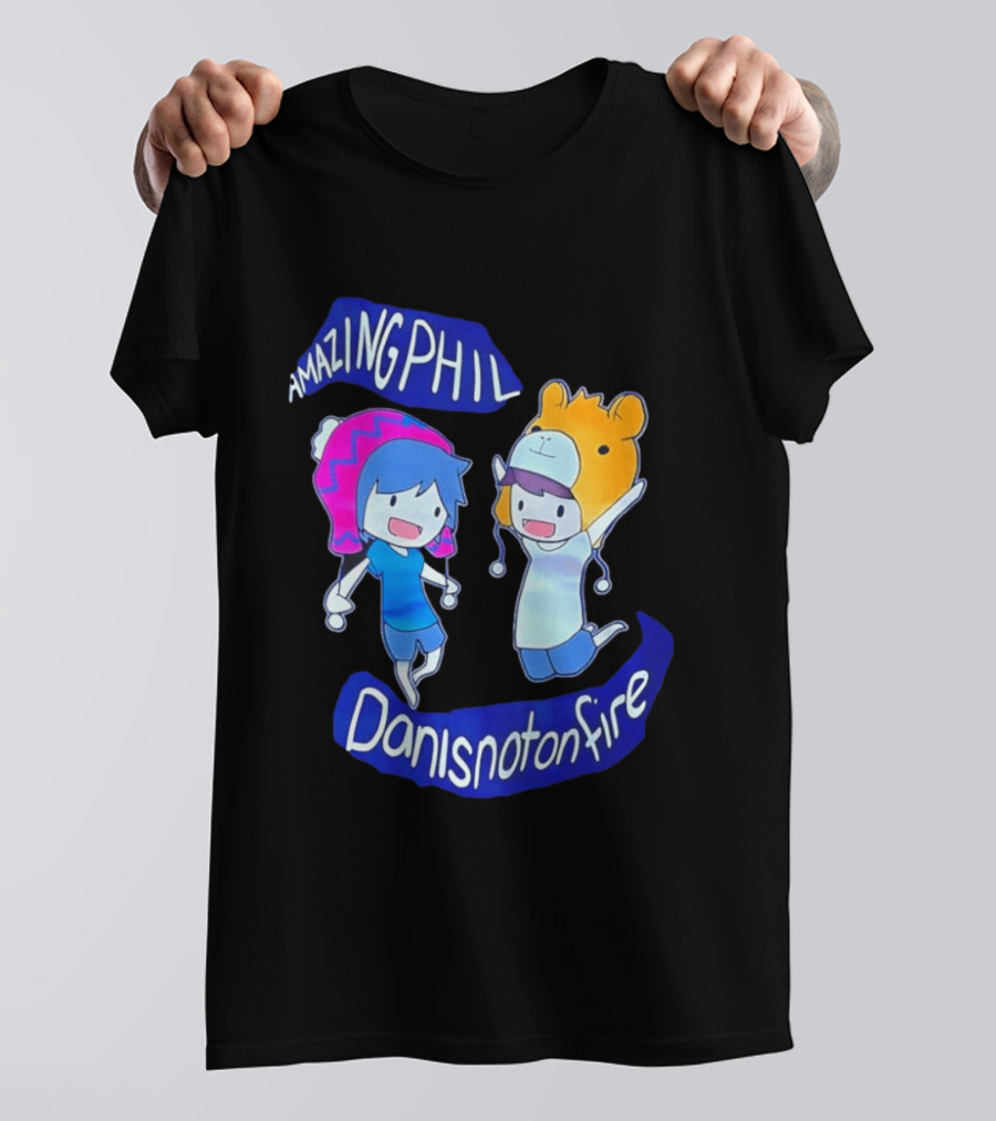 Amazing Phil Danisnotonfire Cartoon Characters Jumping T-Shirt
