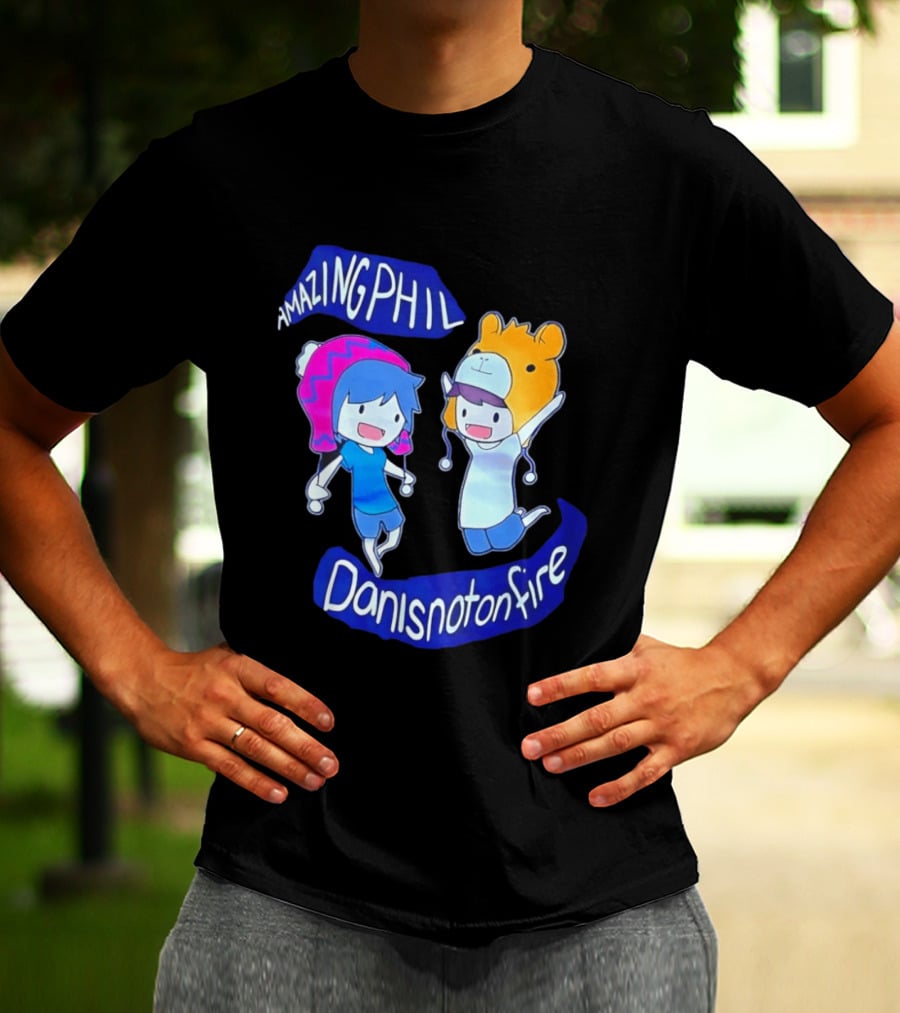 Amazing Phil Danisnotonfire Cartoon Characters Jumping T-Shirt