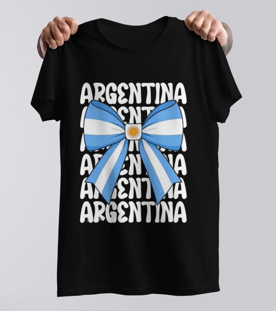 Argentina Flag Blue And White Bow Ribbon T-Shirt