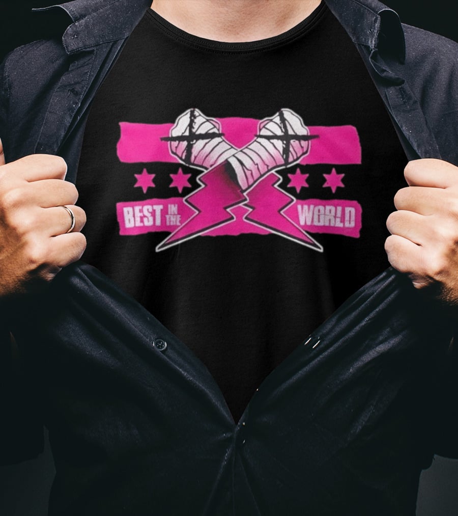 Best In The World CM Punk Crossed Bandaged Fists Lightning Bolt Stars T-Shirt