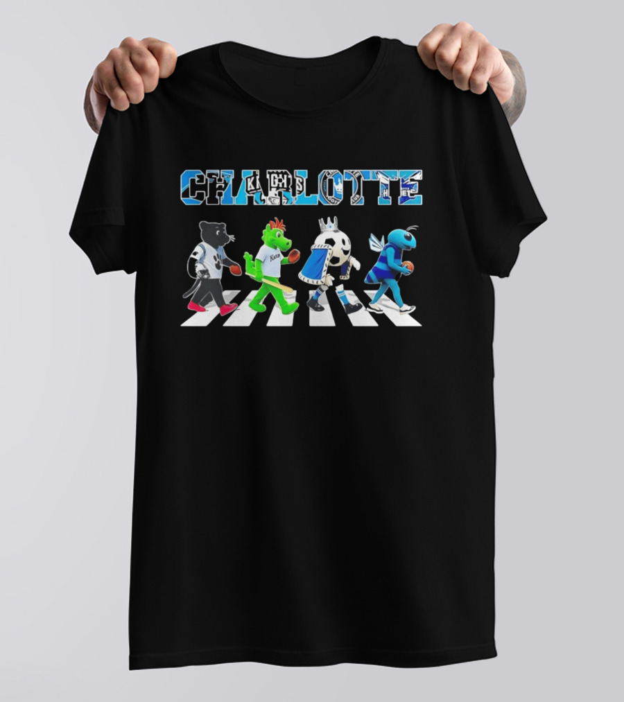 Charlotte Mascots Abbey Road Carolina Panthers Knights FC Hornets T-Shirt
