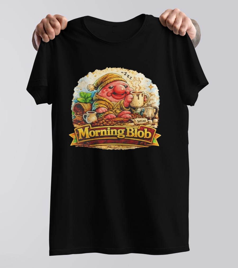 Cozy Morning Blob Coffee Drinker Sugar Delight Relaxation T-Shirt