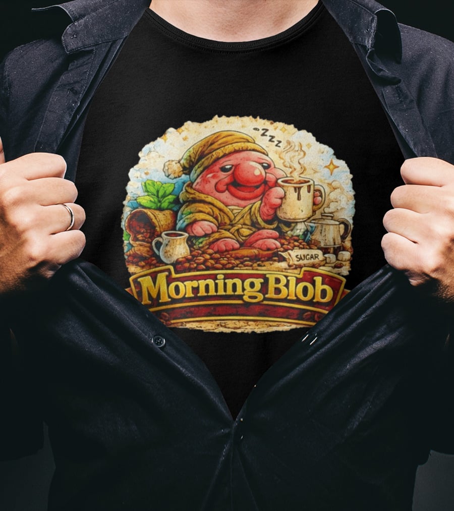 Cozy Morning Blob Coffee Drinker Sugar Delight Relaxation T-Shirt