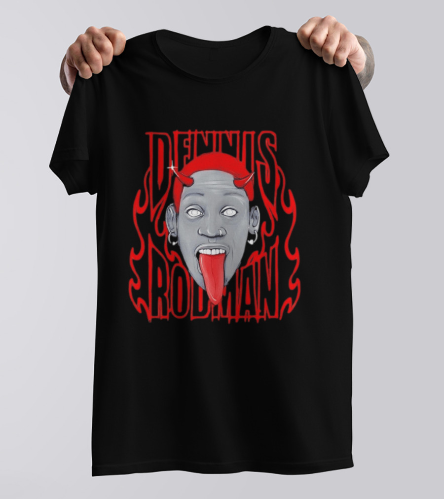 Dennis Rodman Red Horns Fire Flame T-Shirt