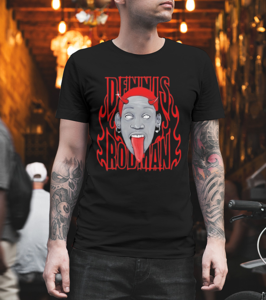 Dennis Rodman Red Horns Fire Flame T-Shirt