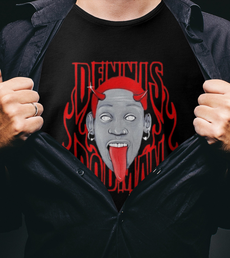 Dennis Rodman Red Horns Fire Flame T-Shirt