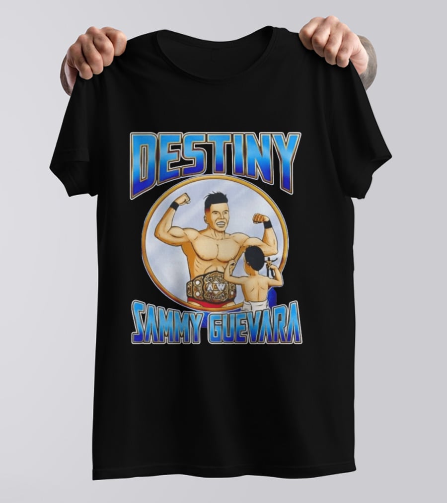 Destiny Sammy Guevara Flexing With Baby Holding AEW Wrestling Action Figure T-Shirt