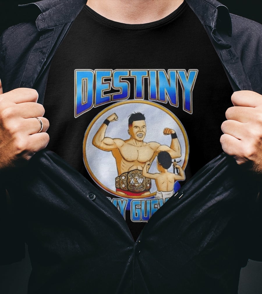 Destiny Sammy Guevara Flexing With Baby Holding AEW Wrestling Action Figure T-Shirt