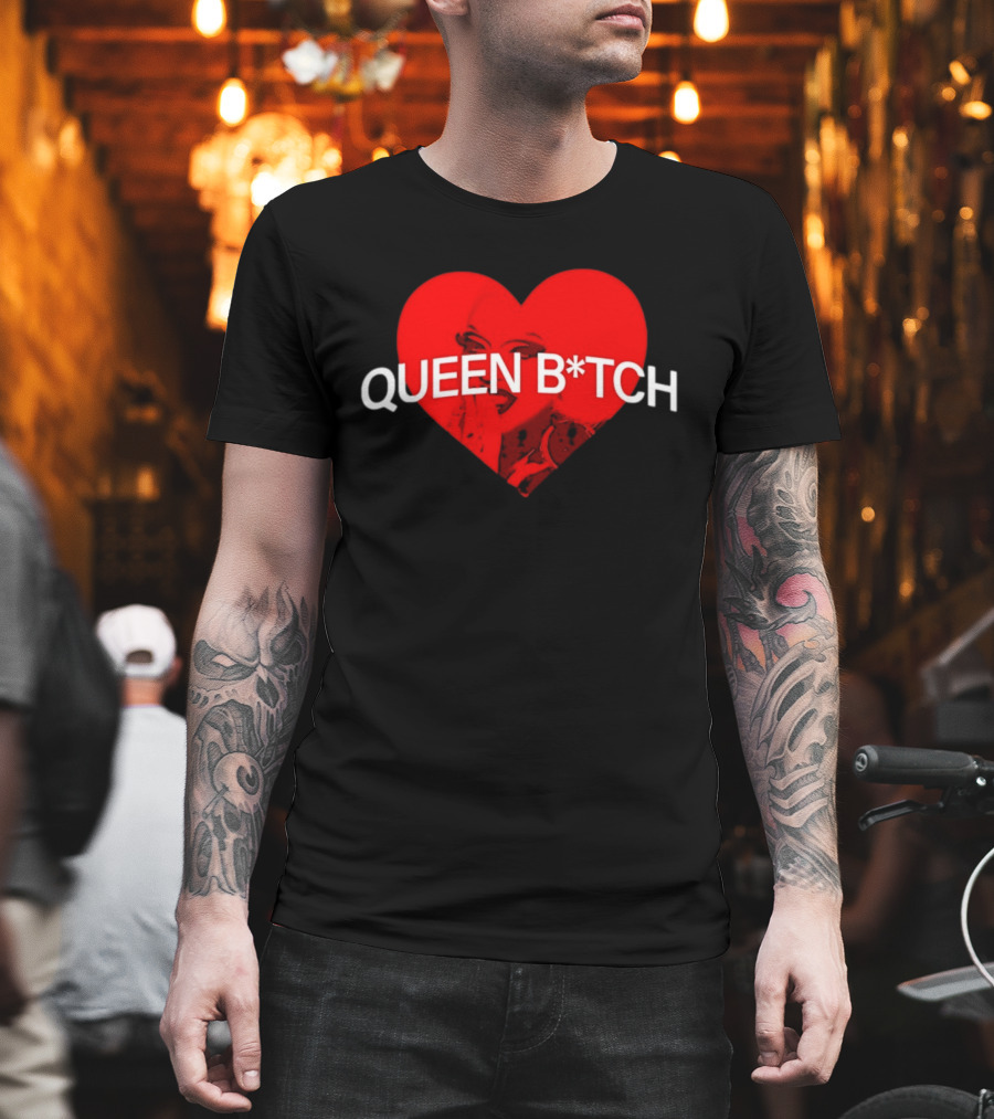 Queen B*tch Bold Typography Houston Hardcore Heart T-Shirt