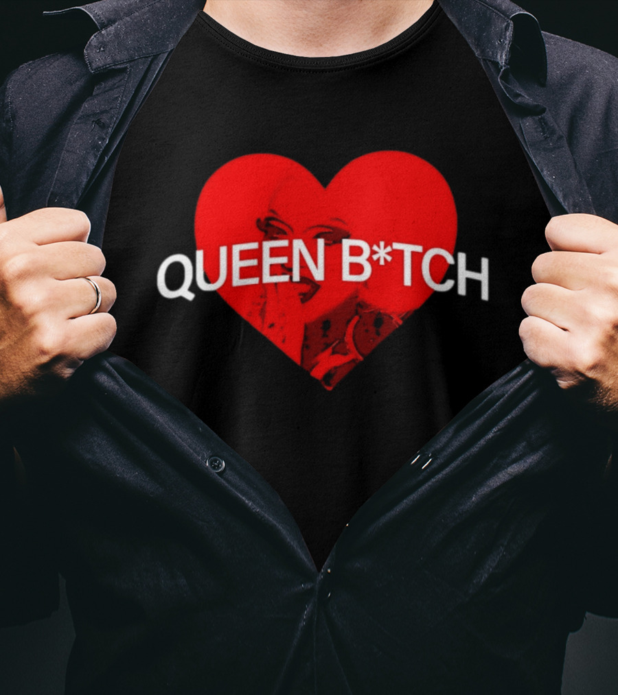 Queen B*tch Bold Typography Houston Hardcore Heart T-Shirt