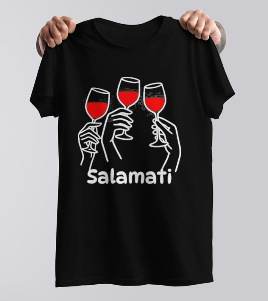 Salamati Wine Glass Toast Celebration T-Shirt