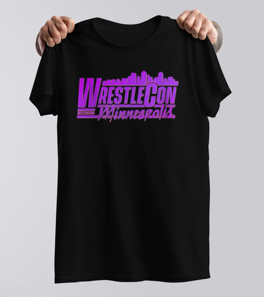WrestleCon Destination Minneapolis Professional Wrestling Event Skyline T-Shirt