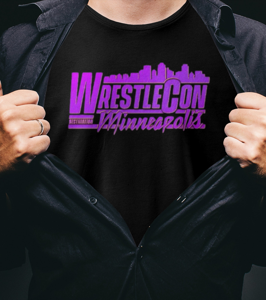 WrestleCon Destination Minneapolis Professional Wrestling Event Skyline T-Shirt