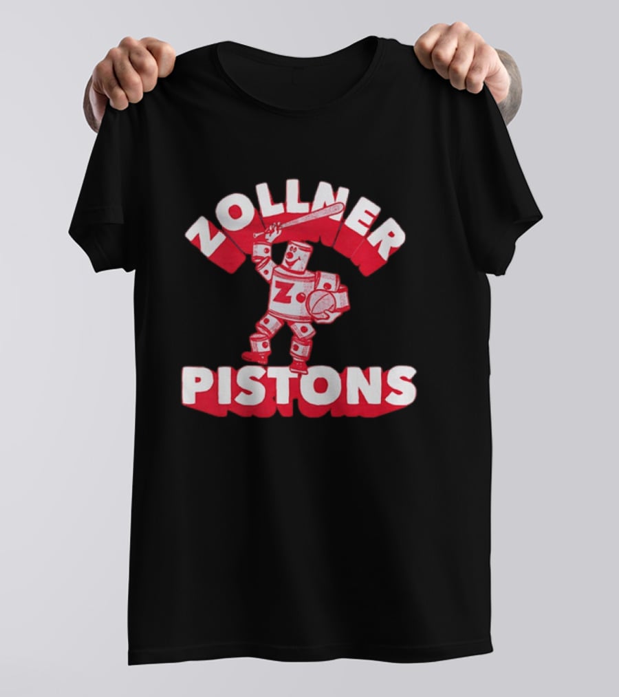 Zollner Pistons Vintage Robot Baseball Character NBA History T-Shirt
