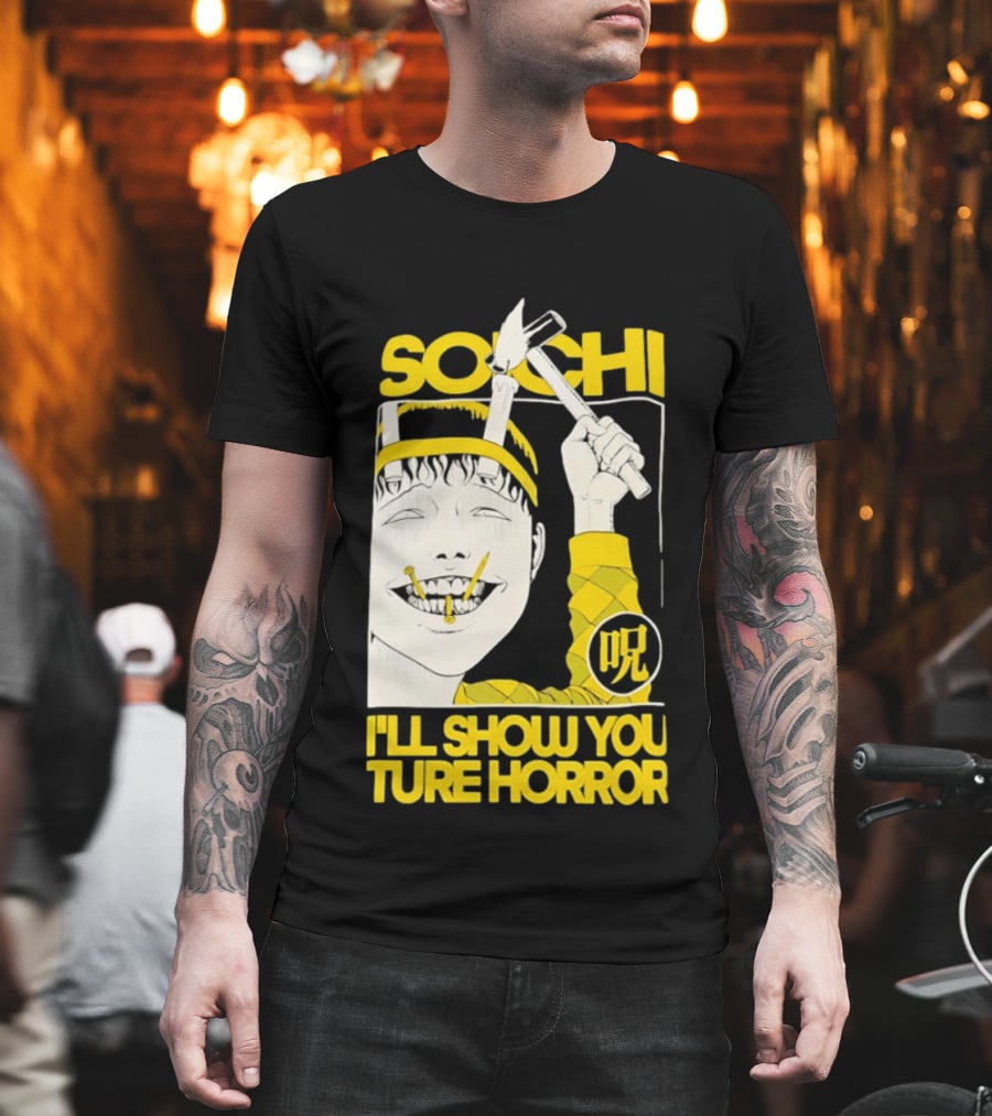 Soichi I'll Show You True Horror Junji Ito Manga Character Creepy Smile Yellow T-Shirt