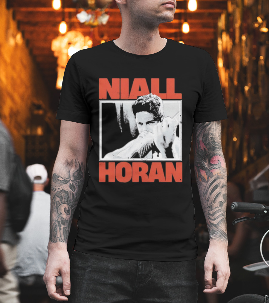 Niall Horan Playing Guitar Black And White T-Shirt