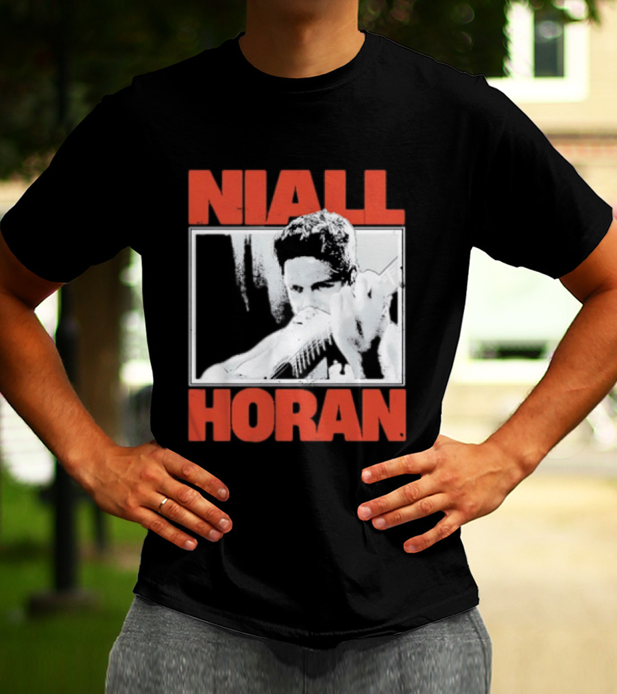 Niall Horan Playing Guitar Black And White T-Shirt