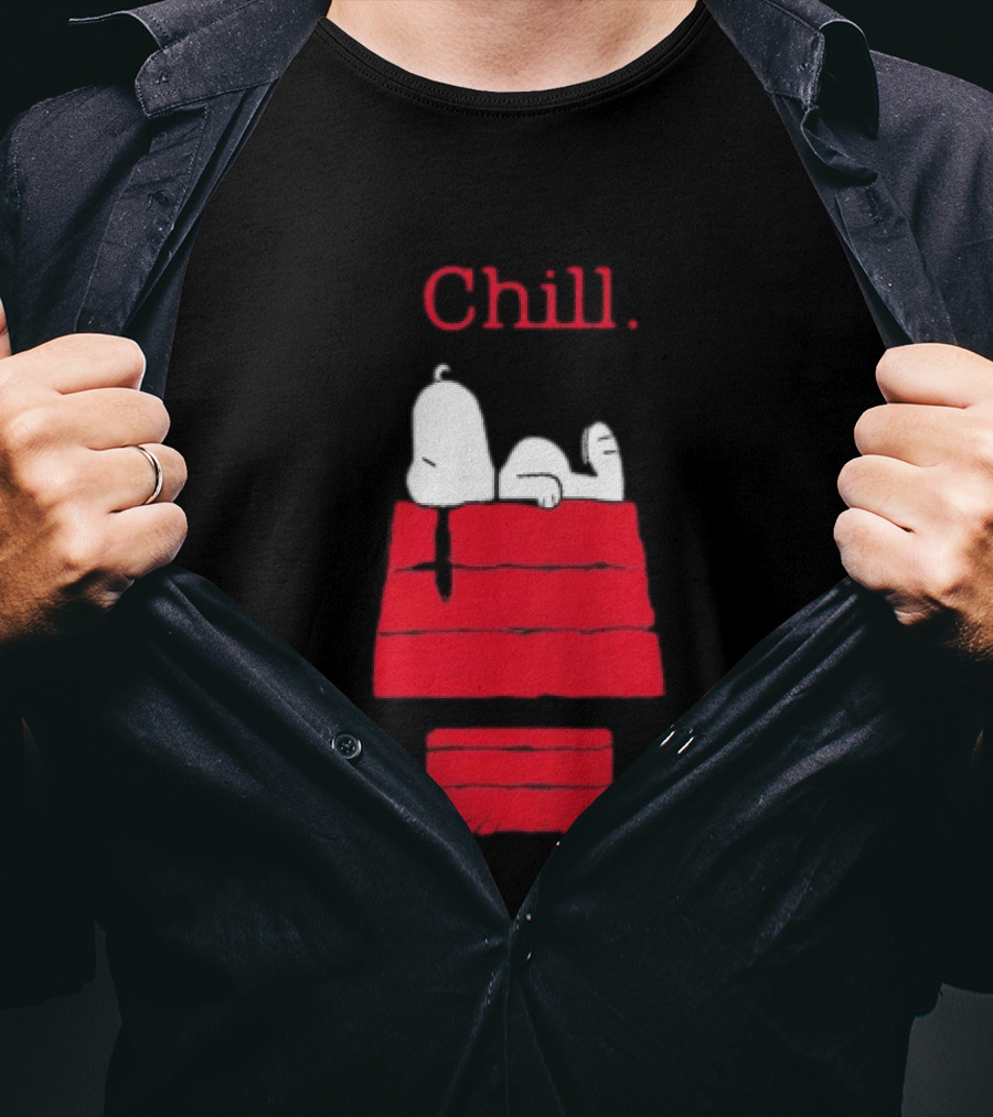 Peanuts Snoopy Chill Relaxing On Red Doghouse T-Shirt