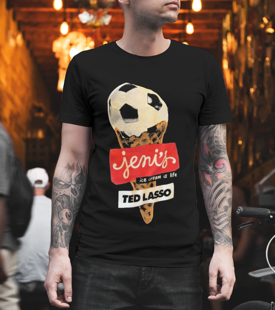 Jeni's Ice Cream Is Life Soccer Cone Ted Lasso T-Shirt