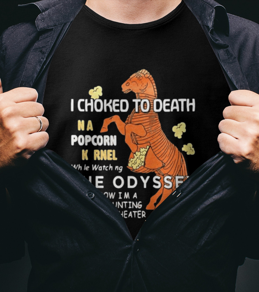 Trojan Horse Ghost Haunting The Odyssey Popcorn Kernel T-Shirt