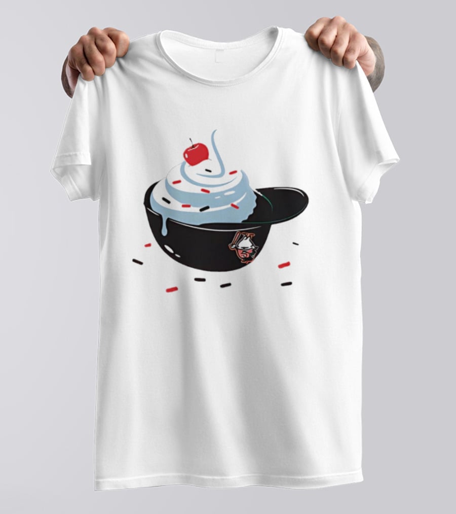 Baseballism Ice Cream Helmet Sundae With Cherry Baseball T-Shirt