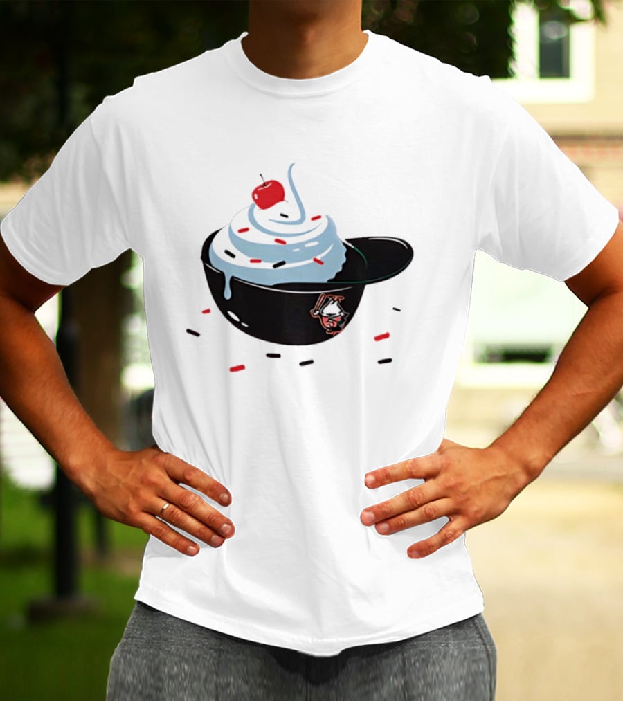 Baseballism Ice Cream Helmet Sundae With Cherry Baseball T-Shirt