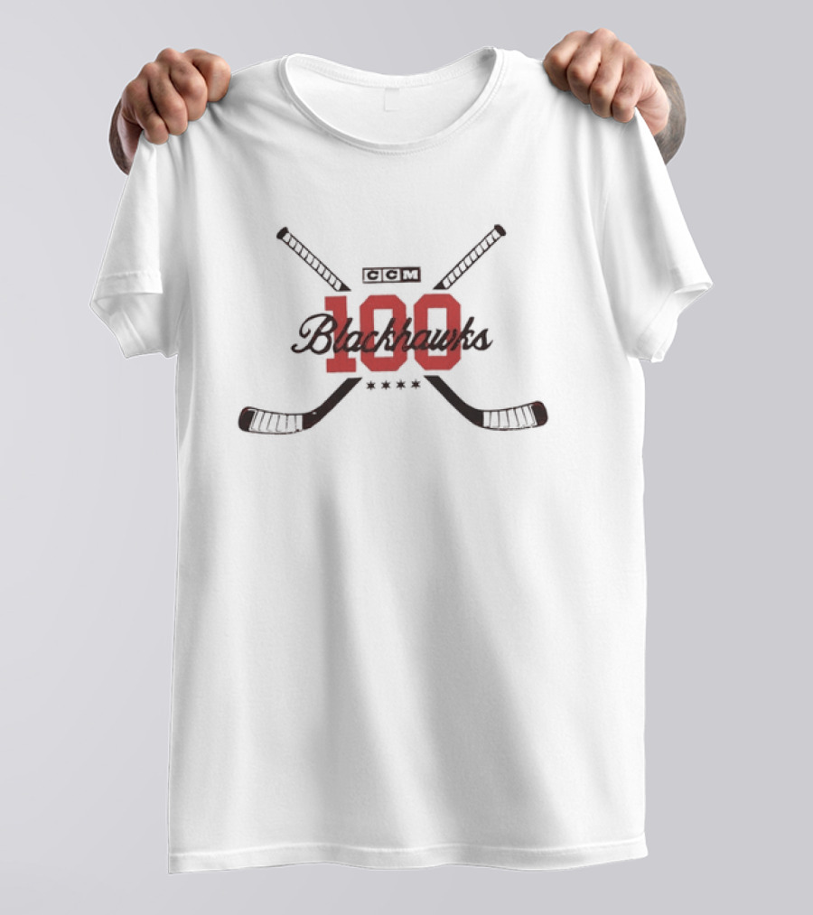 Chicago Blackhawks 100th Anniversary Distressed Vintage Hockey 1917 2017 Celebration T-Shirt