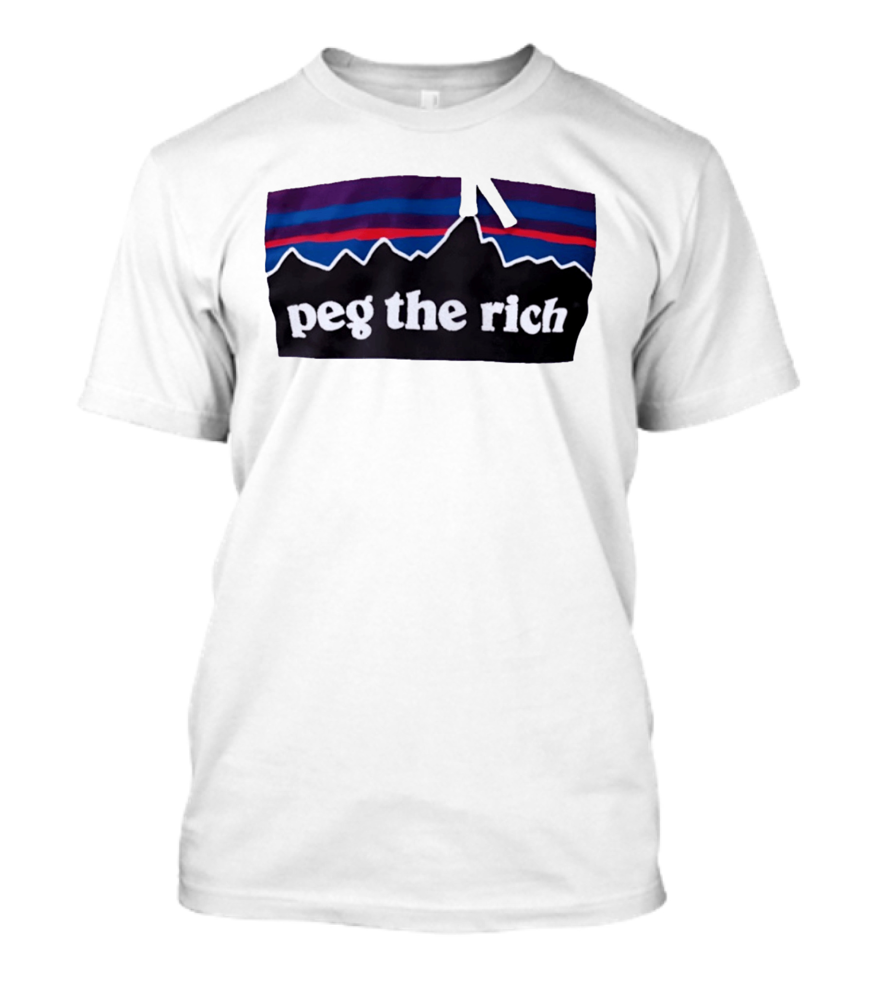 Peg The Rich Satire Mountain Peaks T-Shirt