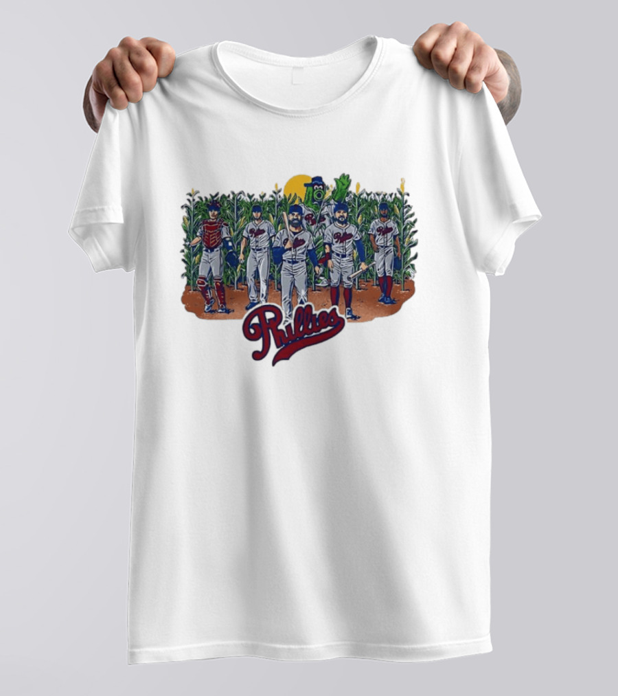 Philadelphia Phillies Players And Phillie Phanatic Among Cornfield T-Shirt