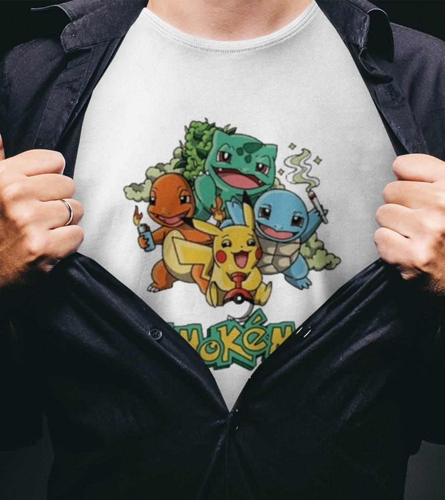 Smokemon Pikachu Charmander Squirtle Bulbasaur Fun T-Shirt