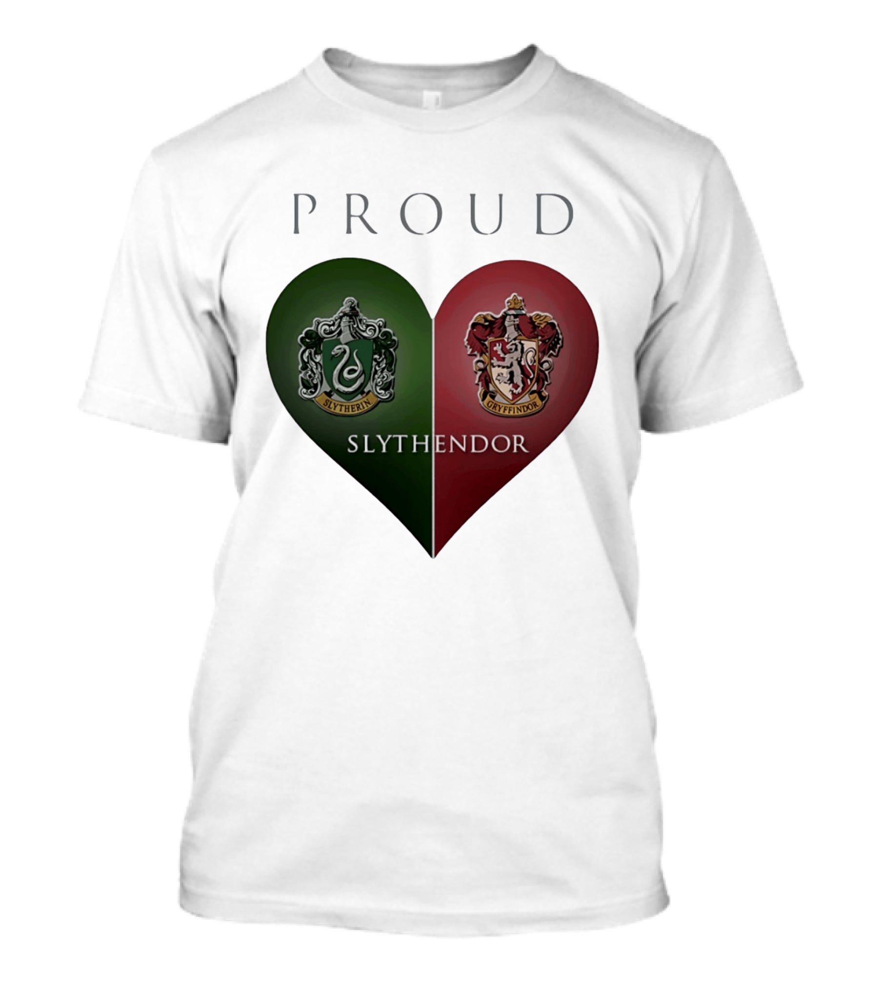 Proud Slythendor Heart Slytherin Gryffindor Crest Combination T-Shirt