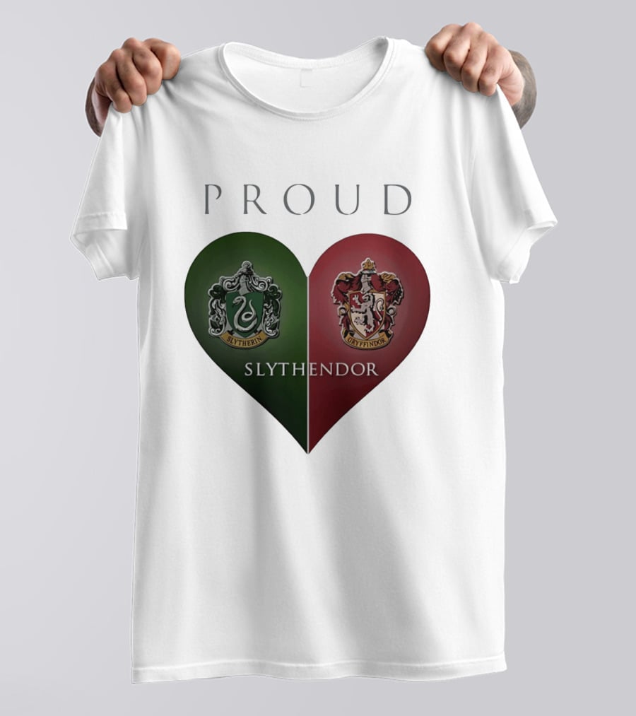 Proud Slythendor Heart Slytherin Gryffindor Crest Combination T-Shirt