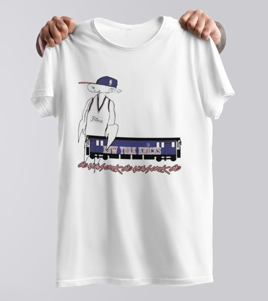 Futura New York Knicks Go New York Go Subway Train Basketball T-Shirt