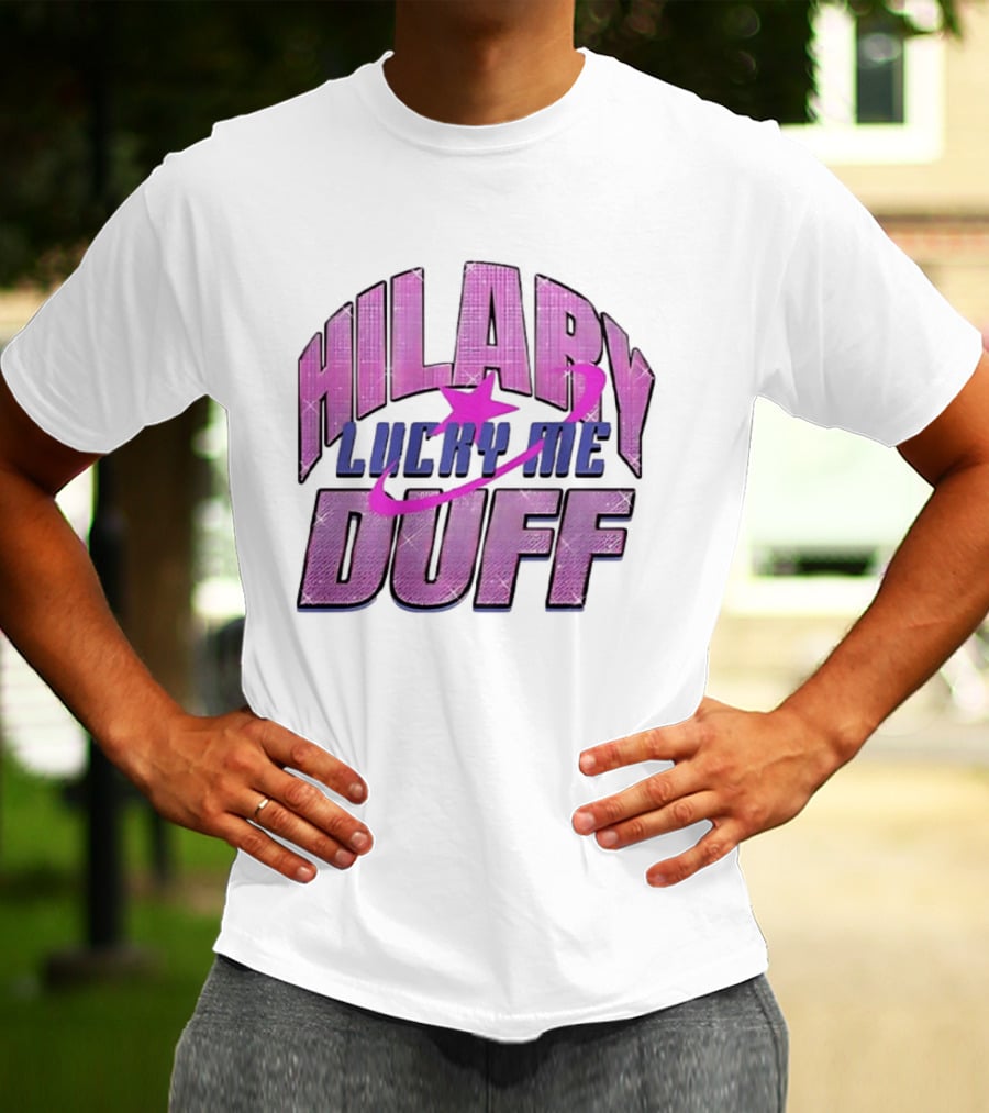 Hilary Duff Lucky Me Pink Glitter Star Planet Pop Singer T-Shirt