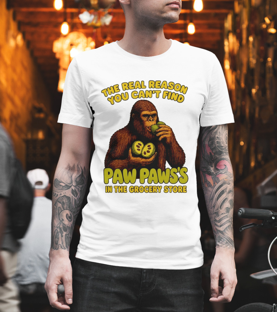 Pawpaw Fruit Mystery Sasquatch Eating Pawpaws In Grocery Store T-Shirt