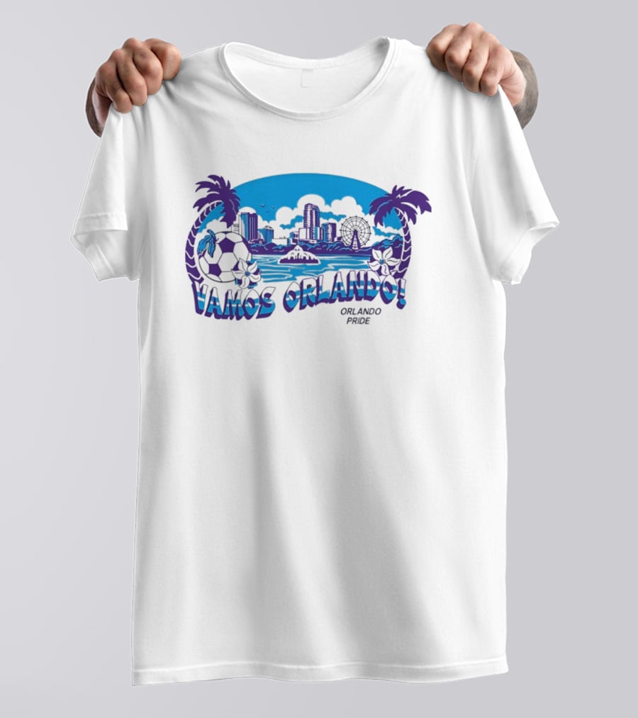 Vamos Orlando Orlando Pride Skyline Soccer Tropical Cityscape T-Shirt