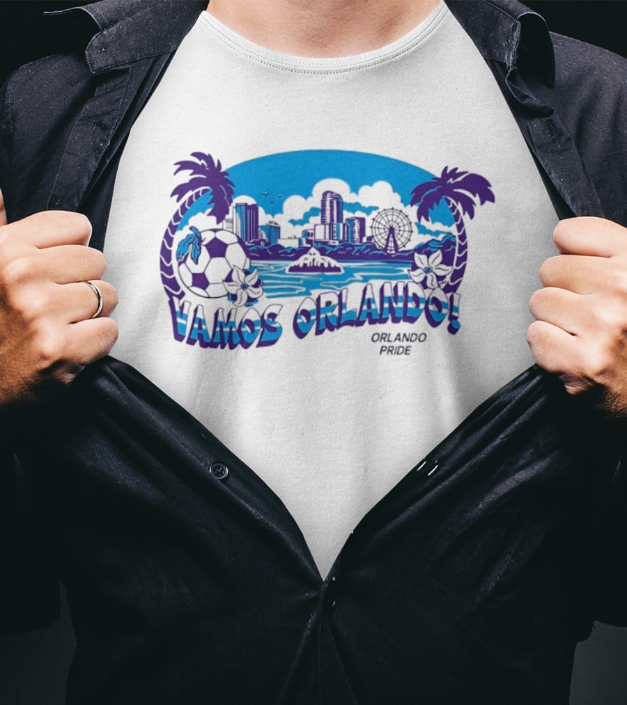 Vamos Orlando Orlando Pride Skyline Soccer Tropical Cityscape T-Shirt