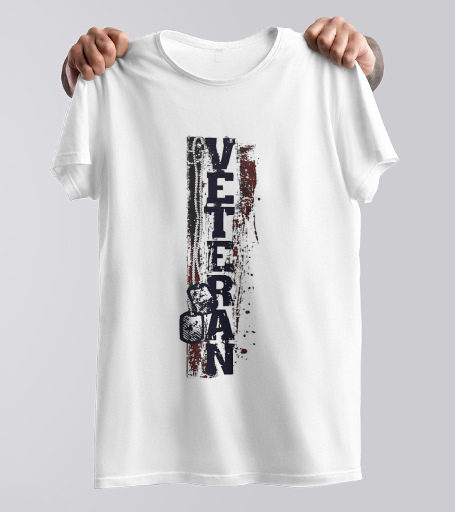 Veteran Dog Tags Distressed American Flag Honor T-Shirt