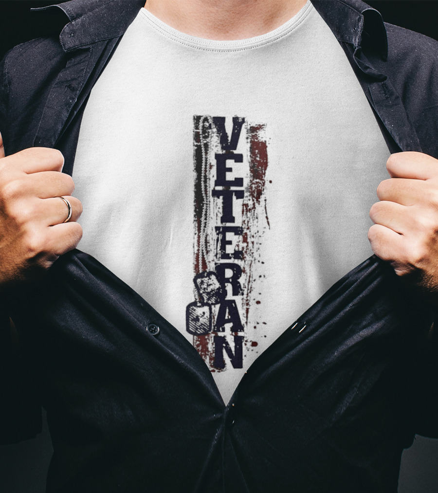 Veteran Dog Tags Distressed American Flag Honor T-Shirt