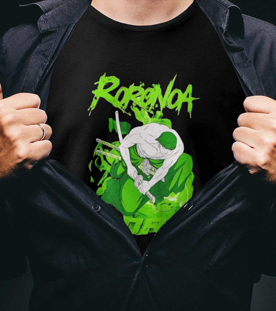Roronoa Zoro Sword Fighter Anime Drawing T-Shirt