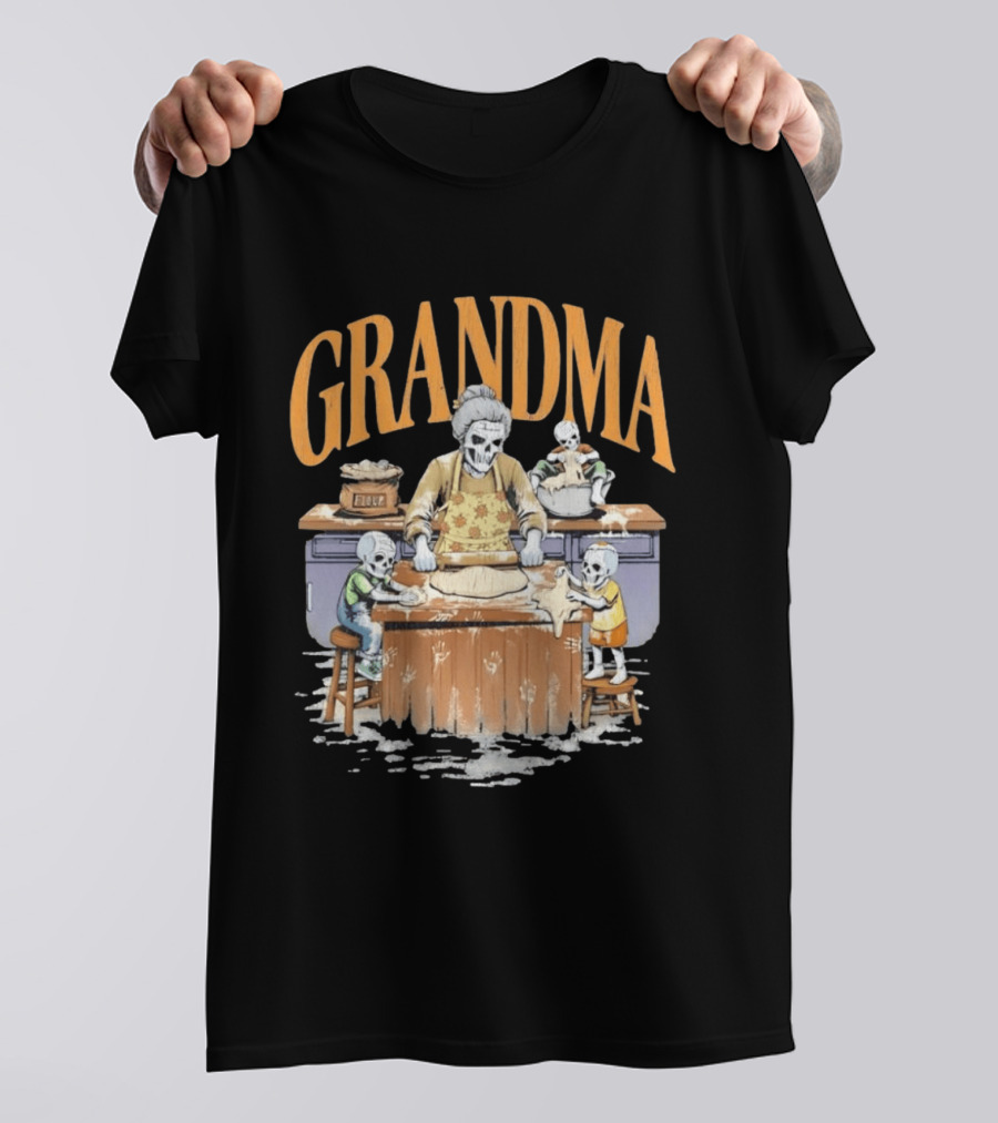 Grandma Baking Fun Skeleton Kitchen Flour Playtime T-Shirt