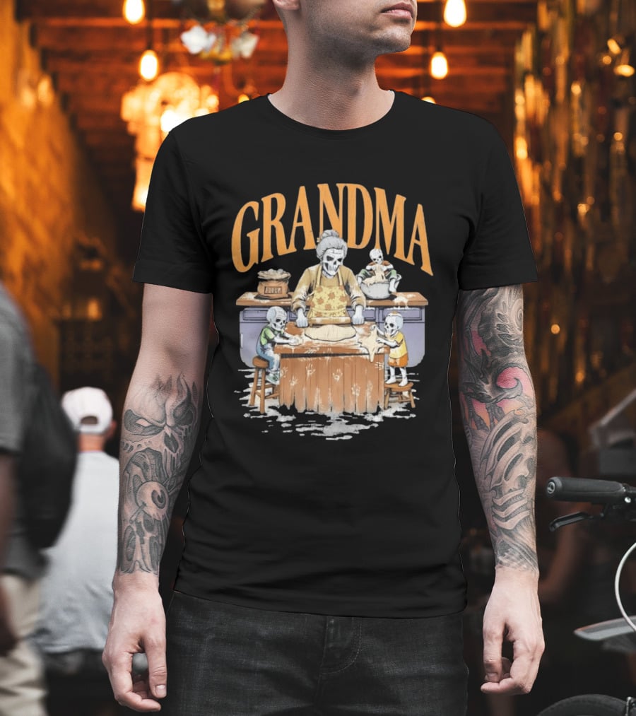 Grandma Baking Fun Skeleton Kitchen Flour Playtime T-Shirt