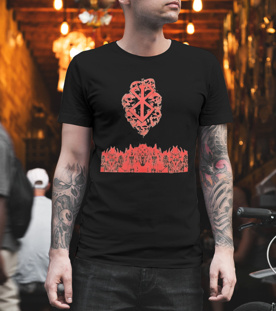 Berserk Sacrifice Skulls Skeletons Symbolic Red T-Shirt