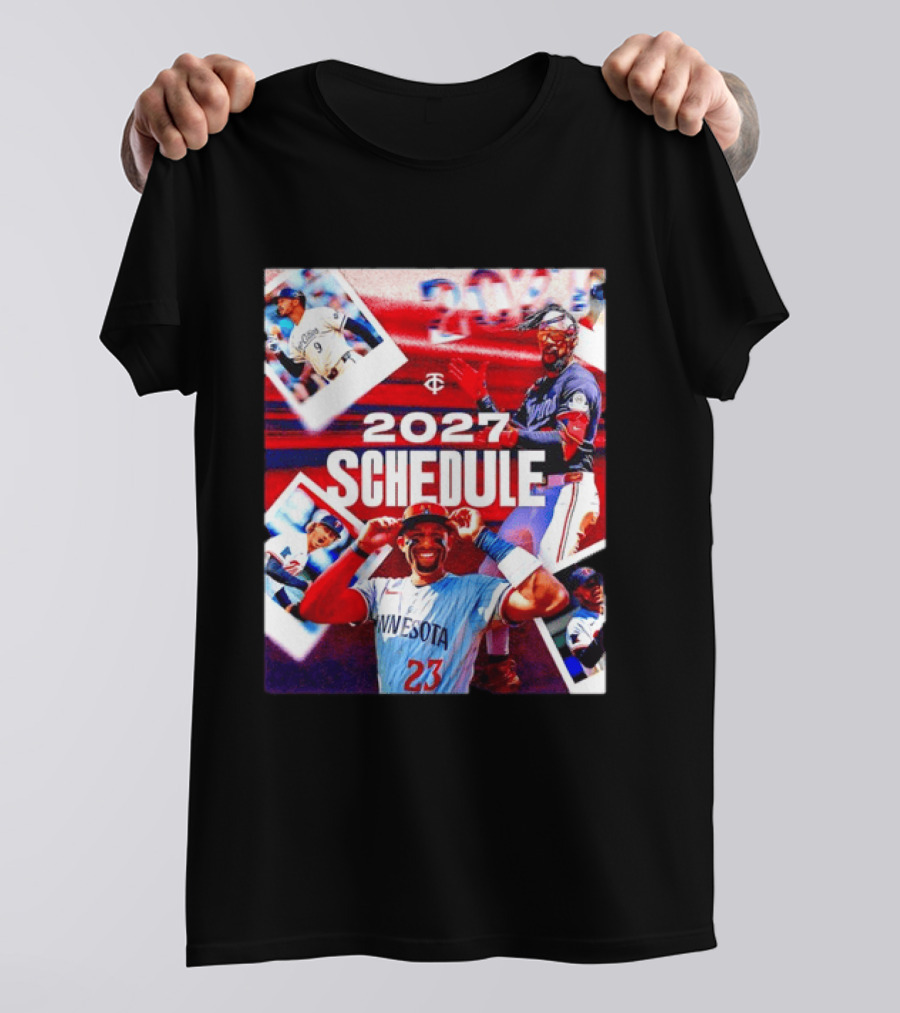 Minnesota Twins 2027 Schedule Collage With Players And Photos T-Shirt