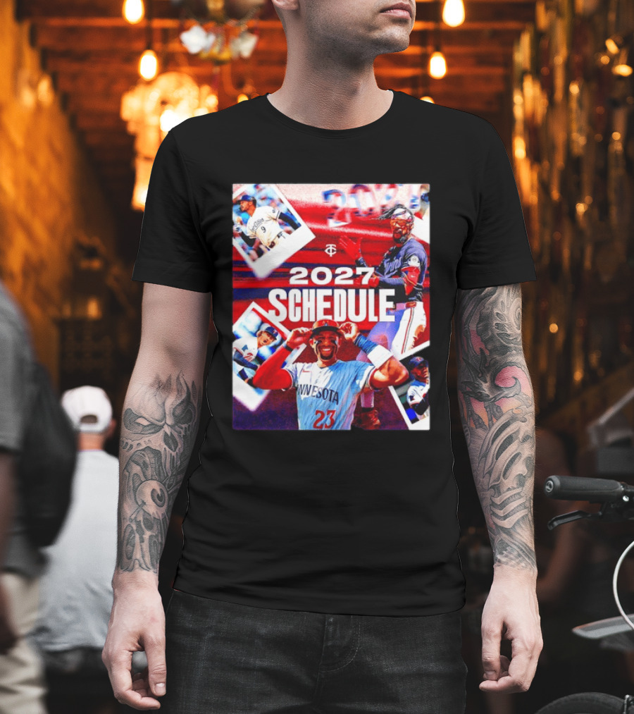 Minnesota Twins 2027 Schedule Collage With Players And Photos T-Shirt