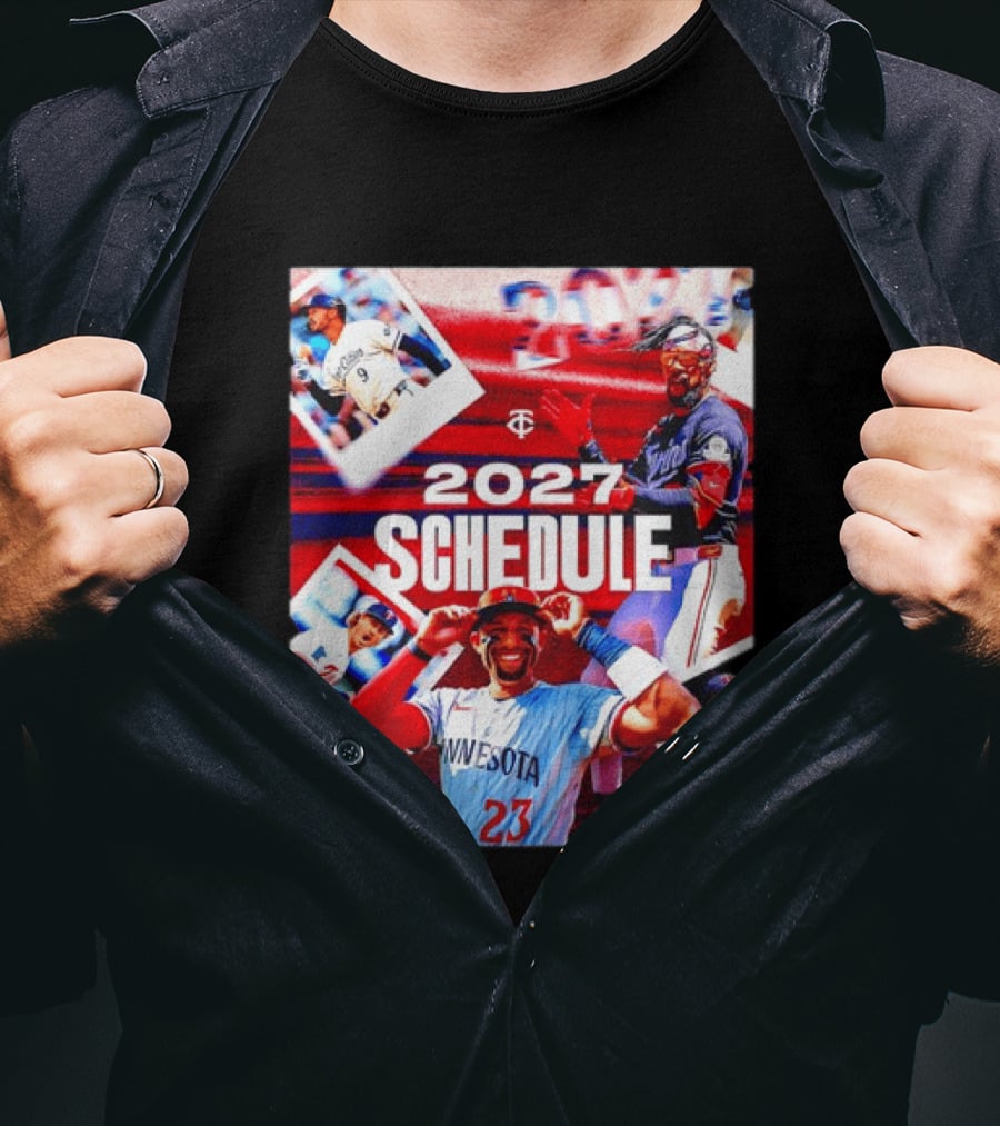 Minnesota Twins 2027 Schedule Collage With Players And Photos T-Shirt