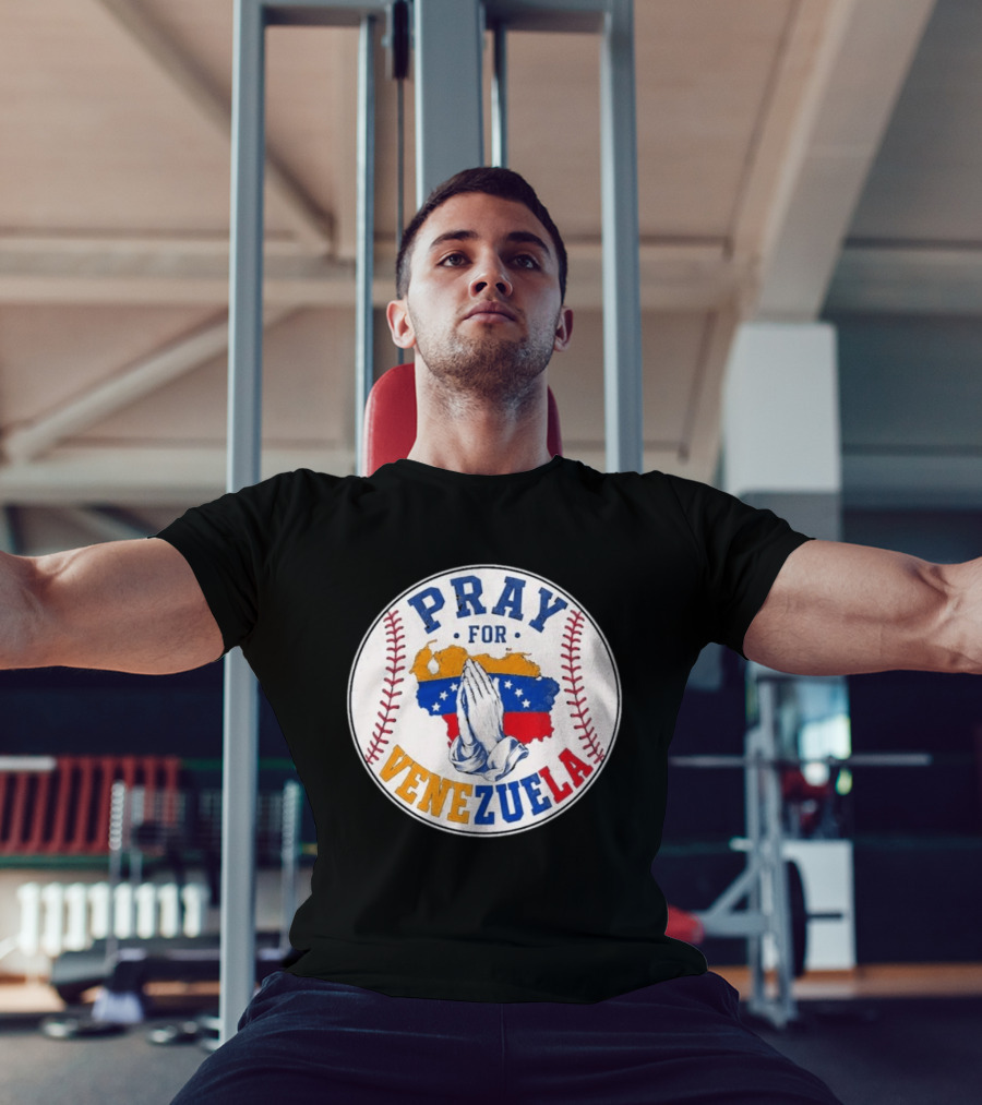 Pray For Venezuela Baseball Map Hands T-Shirt