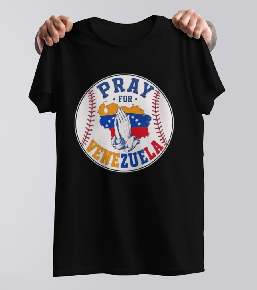 Pray For Venezuela Baseball Map Hands T-Shirt
