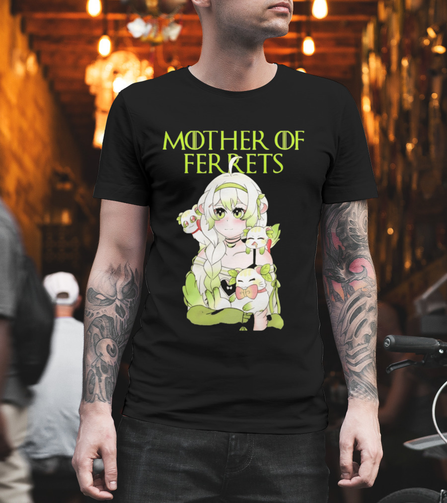 Mother Of Ferrets Anime Girl Ferret Lover Cute Kawaii T-Shirt